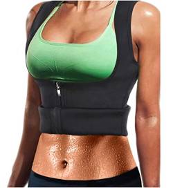 Bingrong Damen Unterbrust Top Formende Weste BauchWeg & Sauna Schwitzeffekt Taillerformer mit Träger & Reißverschluss Neopren Fitness Taillenmieder flexibel stark formend Sport Body, Schwarz, M von Bingrong