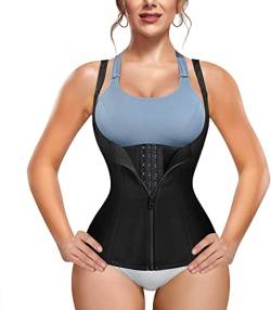 Bingrong Damen figurformend Unterbrustkorsett Bauchweg Shape-Top stark formend Körperformer Unterbrust Mieder verstellbar Oberteil Body, Schwarz, L von Bingrong