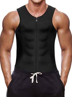 Bingrong Herren Fitness Shape Shirt Figur formend Training Achselshirts Weste Sauna Schwitzeffekt Tank Top stark formend Gym, 3XL, Schwarz von Bingrong