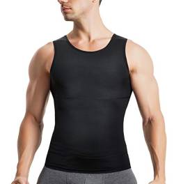 Bingrong Herren Kompressionsshirt Unterhemden Shapewear Bauch Weg Unterhemd für Männer Sport Tank Top Feinripp Muskelshirt Figurformend, Schwarz, XXL von Bingrong