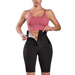 Bingrong Saunahose zum Abnehmen Damen Sauna Sports Kurze Hose Hohe Taille Training Sporthose Anti Cellulite Leggings Booty Push Up Sweathose Yoga Hosen Bauchkontrolle Body Shaper (M, Schwarz) von Bingrong