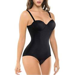 Bingrong Shapewear Damen Bauchweg Stark Formend Bodys Taillenformer Body Shaper Shaping Bodysuit Figurformender Unterwäsche Push Up Miederbody mit Cups (Schwarz, Small) von Bingrong