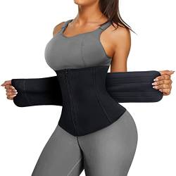 Bingrong Taillenmieder Neopren Bauchweggürtel Damen Waist Trainer Gürtel Bauchgurt Fitnessgürtel Korsett Bauch Weg Gerät Schwitzgürtel Sauna Body Shaper (Schwarz, 3XL) von Bingrong