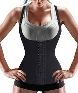 BingrongDamen Miederbody Taillenformer stark formend Bodyshaper Unterbrust Shapewear Bauchweg Effekt flexibeler Körperformer mit verstellbar Träger und Haken-, Schwarz, S von Bingrong