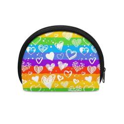 Binienty Mini-Geldbörse für Damen, unisex, modisch, Persönlichkeit, kleine Münzgeldbörse, Rianbow-Herz, Münztasche von Binienty