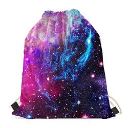 Binienty Rucksack mit Kordelzug für Damen und Herren, Gymsack, Sport, Yoga, Turnbeutel, weich, langlebig, Schnur-Rucksack, Nebula Galaxy, One size von Binienty