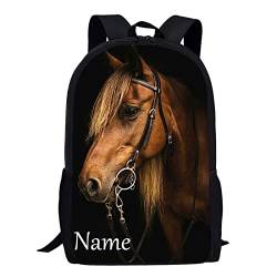 Binienty Schulrucksack für Kinder, Jungen, Mädchen, Teenager, leicht, Büchertasche, Laptop-Rucksack, lässiger Tagesrucksack, Brauner Pferd-Name, Einheitsgröße von Binienty