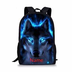 Binienty Schulrucksack für Kinder, Jungen, Mädchen, Teenager, leicht, Büchertasche, Laptop-Rucksack, lässiger Tagesrucksack, Feuerwolf-Name, Einheitsgröße von Binienty