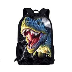 Binienty Schulrucksack für Kinder, Jungen, Mädchen, Teenager, leicht, Büchertasche, Laptop-Rucksack, lässiger Tagesrucksack, T-Rex Dinosaurier, Einheitsgröße von Binienty