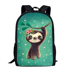 Binienty Schulrucksack für Kinder, Jungen, Mädchen, Teenager, leichte Büchertasche, Laptop-Rucksack, lässiger Tagesrucksack, Baby Faultier, Einheitsgröße von Binienty