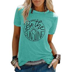 Strand-Shirts für Damen, hawaiianische Grafik, Sonnenschein, Sommer, Urlaub, Vintage-T-Shirt, Tops, 7-grün, Mittel von Binshre