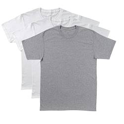 Bintangor Herren-T-Shirt, kurzärmelig, 100 % Baumwolle, Rundhalsausschnitt, einfarbig, 3er-Pack, Weiß / Grau, X-Groß von Bintangor