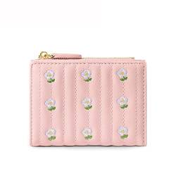 BioPLj Luxuriöse Kurze Damen-Geldbörse mit Blumenmuster – viele Abteilungen, niedliche kleine Damen-Clutch – Geldmünzen-Kartenhalter, Geldbörse für Damen, rosa von BioPLj