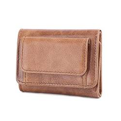 BioPLj Mini-Damen-Geldbörse aus echtem Leder – Kleiner Kartenhalter – Kurze Geldbörsen mit Münzfach – Geldbeutel für Damen-Geldbörsen. Khaki von BioPLj