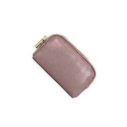 BioPLj Unisex-Handtasche aus echtem Leder: 3-Reißverschluss-Damenbrieftasche, Rindsleder-Clutch mit Schlüsselanhänger – stilvolle Münz- und Geldbörse, Lila von BioPLj