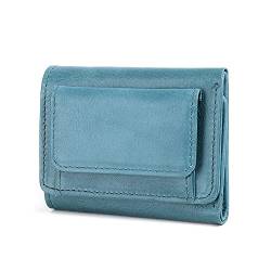 Mini-Geldbörse für Damen aus echtem Leder – Kleiner Kartenhalter – Kurze Geldbörsen mit Münzfach – Geldbeutel für Damen-Geldbörsen – Blau von BioPLj