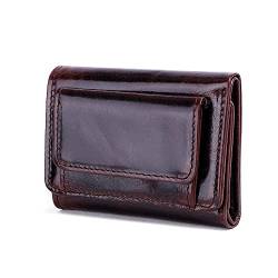 Mini-Geldbörse für Damen aus echtem Leder – Kleiner Kartenhalter – Kurze Geldbörsen mit Münzfach – Geldbeutel für Damen-Geldbörsen. Braun von BioPLj