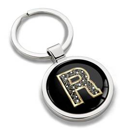 Biomar Labs® Schlüsselanhänger Buchstabe Metall Keyring Buchstaben Initialen Alphabet Autoschlüssel Geschenk Metall-Schlüsselanhänger Schlüsselbund Edelstahl Gold R, KK 70 von Biomar Labs