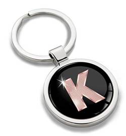 Biomar Labs® Schlüsselanhänger Buchstabe Metall Keyring Buchstaben Initialen Alphabet Autoschlüssel Geschenk Metall-Schlüsselanhänger Schlüsselbund Edelstahl Rose Gold K, KK 37 von Biomar Labs