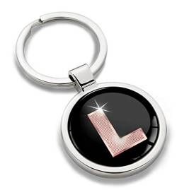 Biomar Labs® Schlüsselanhänger Buchstabe Metall Keyring Buchstaben Initialen Alphabet Autoschlüssel Geschenk Metall-Schlüsselanhänger Schlüsselbund Edelstahl Rose Gold L, KK 38 von Biomar Labs