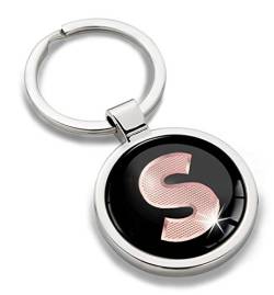 Biomar Labs® Schlüsselanhänger Buchstabe Metall Keyring Buchstaben Initialen Alphabet Autoschlüssel Geschenk Metall-Schlüsselanhänger Schlüsselbund Edelstahl Rose Gold S, KK 45 von Biomar Labs