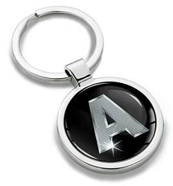 Biomar Labs® Schlüsselanhänger Buchstabe Metall Keyring Buchstaben Initialen Alphabet Autoschlüssel Geschenk Metall-Schlüsselanhänger Schlüsselbund Edelstahl Silber A, KK 1 von Biomar Labs