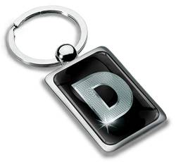 Biomar Labs® Schlüsselanhänger Buchstabe Metall Keyring Buchstaben Initialen Alphabet Autoschlüssel Geschenk Metall-Schlüsselanhänger Schlüsselbund Edelstahl Silber D, KK 82 von Biomar Labs