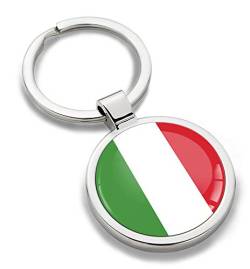 Biomar Labs® Schlüsselanhänger Metall Keyring Autoschlüssel Geschenk Metall-Schlüsselanhänger Schlüsselbund Edelstahl Italy Italien Italia Flagge KK 187 von Biomar Labs