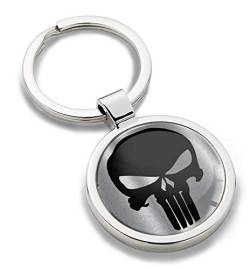 Biomar Labs® Schlüsselanhänger Metall Keyring Autoschlüssel mit Geschenkbox Geschenk Metall-Schlüsselanhänger Schlüsselbund Edelstahl Punisher Skull Schädel Totenkopf Silber, KK 269 von Biomar Labs