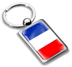 Biomar Labs® Schlüsselanhänger Metall Keyring mit Geschenkbox Autoschlüssel Geschenk Metall-Schlüsselanhänger Schlüsselbund Edelstahl Französische Flagge France, KK 212 von Biomar Labs