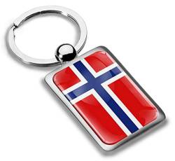 Biomar Labs® Schlüsselanhänger Metall Keyring mit Geschenkbox Autoschlüssel Geschenk Metall-Schlüsselanhänger Schlüsselbund Edelstahl Norwegen Flagge Norway, KK 234 von Biomar Labs