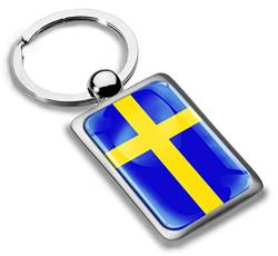 Biomar Labs® Schlüsselanhänger Metall Keyring mit Geschenkbox Autoschlüssel Geschenk Metall-Schlüsselanhänger Schlüsselbund Edelstahl Schweden Flagge Sweden, KK 233 von Biomar Labs