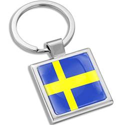 Biomar Labs® Schlüsselanhänger Metall Keyring mit Geschenkbox Autoschlüssel Geschenk Metall-Schlüsselanhänger Schlüsselbund Edelstahl Schweden Sweden Swedish Schwedisch Flagge Fahne KK 288 von Biomar Labs