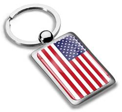 Biomar Labs® Schlüsselanhänger Metall Keyring mit Geschenkbox Autoschlüssel Geschenk Metall-Schlüsselanhänger Schlüsselbund Edelstahl USA Flagge Vereinigte Staaten United States, KK 230 von Biomar Labs