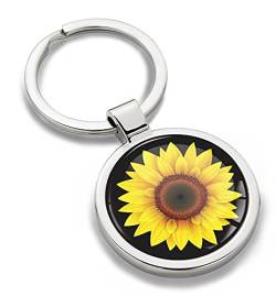 Biomar Labs Schlüsselanhänger Metall Keyring mit Geschenkbox Autoschlüssel für Damen Herren Sonnenblume Blume Metall-Schlüsselanhänger Handtasche Schmuck Schlüsselbund Edelstahl KK 178 von Biomar Labs