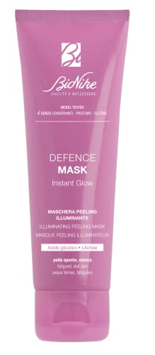 BioNike Defence Mask Instant Glow, Aufhellende Peeling-Maske, mit Glykolsäure und Litchee, Peeling- und Aufhellungswirkung, gibt eine glatte und lebendige Haut, 75 ml von Bionike