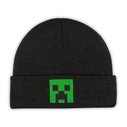 Bioworld Minecraft Creeper Beanie für Erwachsene, bestickt, Schwarz, Einheitsgröße, M, Schwarz, Einheitsgröße-M von Bioworld