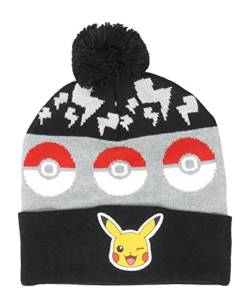 Pokemon Pikachu Pokeball Beanie-Mütze, Einheitsgröße, lizenziert von Bioworld