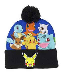 Pokemon Starters Bestickte Pikachu-Manschette, Beanie-Mütze, Einheitsgröße, Schwarz von Bioworld