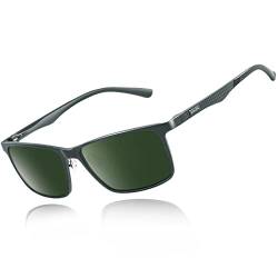 Bircenpro klassische Sonnenbrille für Herren Polarisiert: UV Schutz Modische Sonnenbrille zum Fahren und Angeln mit Metall-Al-Mg-Rahmen (G- Gunmetal Frame Green Lens) von Bircenpro