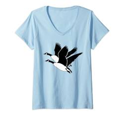 Gänse Kanada Gänse Vogel Ornithologie T-Shirt mit V-Ausschnitt von Bird Birder & Birding Apparel Company