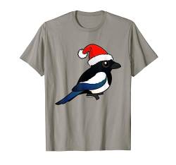 Cute Cartoon Holiday Magpie Santa Elster Weihnachtsmann Gift T-Shirt von Birdorable