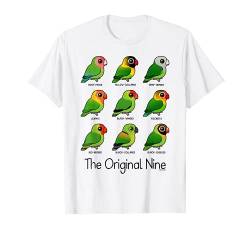 The Original Nine Cute Cartoon Lovebirds Unzertrennliche T-Shirt von Birdorable