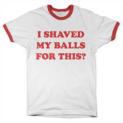 Offizielles Lizenzprodukt I Shaved My Balls for This Ringer Herren T-Shirt (Weiß-Rot), M von Birds of Prey