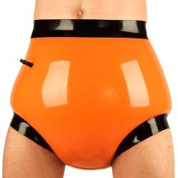 Orange Und Schwarz Aufblasbare sexy Latex Slips Mitte Taille Gummi Shorts Windeln Boyshorts Unterhose, Baby Pink mit Schwarz, XL von Birod