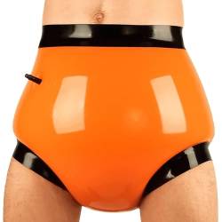 Orange und Schwarz Aufblasbare sexy Latex Slips Mid Taille Gummi Shorts Windeln Boyshorts Unterhose, transparent W Schwarz, XL von Birod
