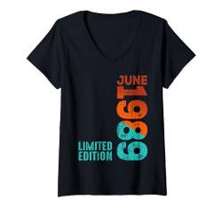 Damen Juni 1989 Jahr 1989 Retro 1989 Vintage 1989 Seit 1989 T-Shirt mit V-Ausschnitt von Birth Since Month Of June Retro Vintage Year