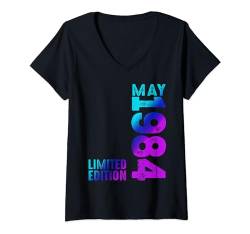 Damen Fantastisch Mai 1984 Seit 1984 Vintage 1984 Retro 1984 T-Shirt mit V-Ausschnitt von Birth Since Month Of May Retro Vintage Year