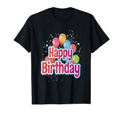 Zum Geburtstag mit Luftballons und Konfetti Geburtstag T-Shirt von Birthday Geburtstag Designs24