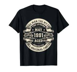 Mai 1991 33. Geburtstag Geschenke für Mann 33 Jahre alt Geburtstag T-Shirt von Birthday Gifts For Men Women May Legend Apparel